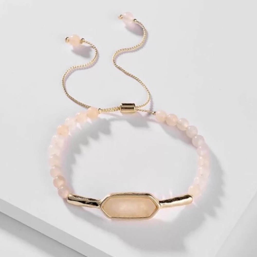 2/$45❤️‍🔥 Anthro Rose Quartz Gold Beaded Bracelet